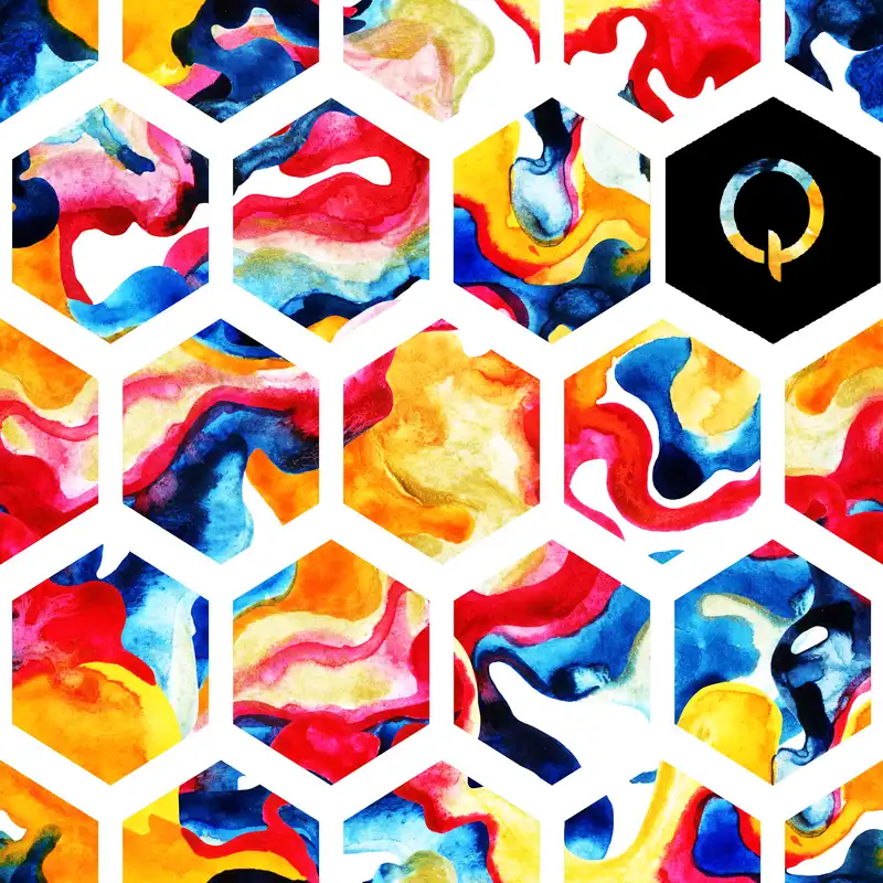 A painting of a hexagonal pattern with different colors